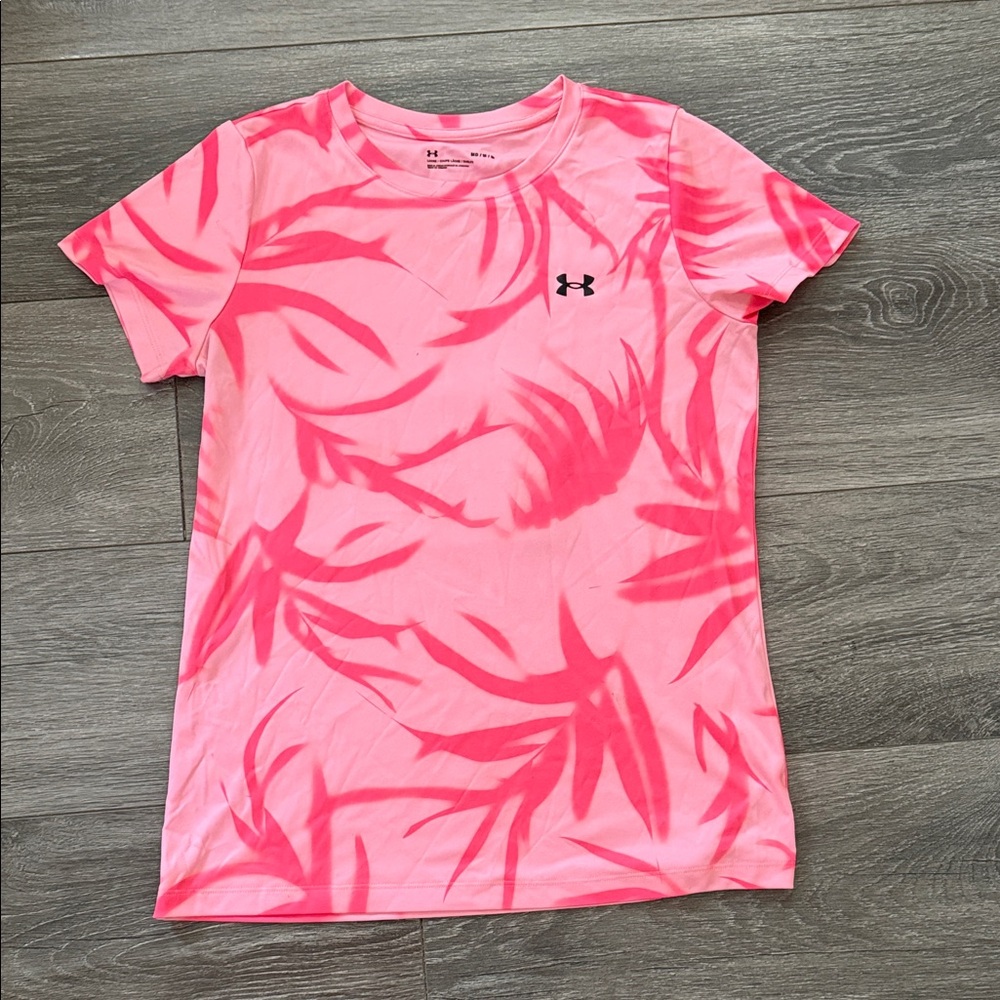 Under Armour Pink Leaf Pattern Tee